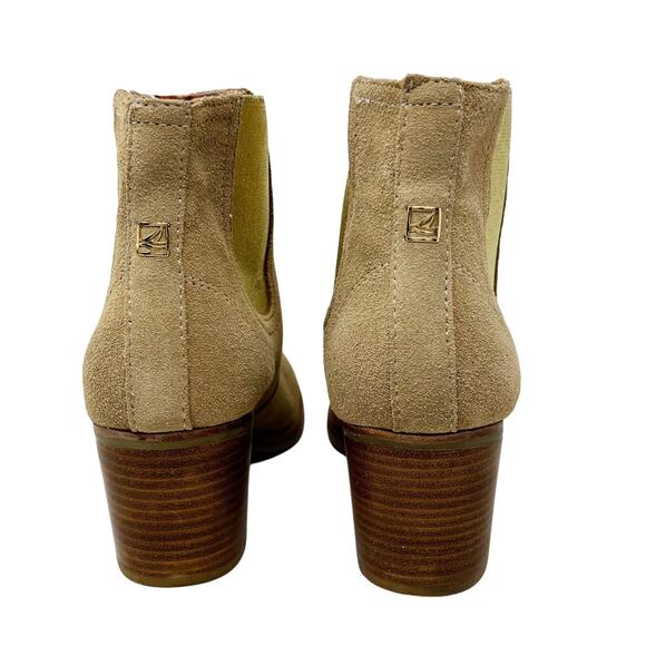 NEW Sperry Top-Sider Marlow Suede Heeled Ankle Boots Tan/Gold Shimmer size 8 M - Picture 11 of 16
